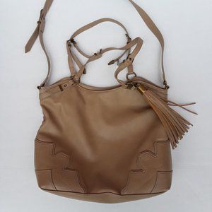 Nine West large tan crossbody bag with tassel